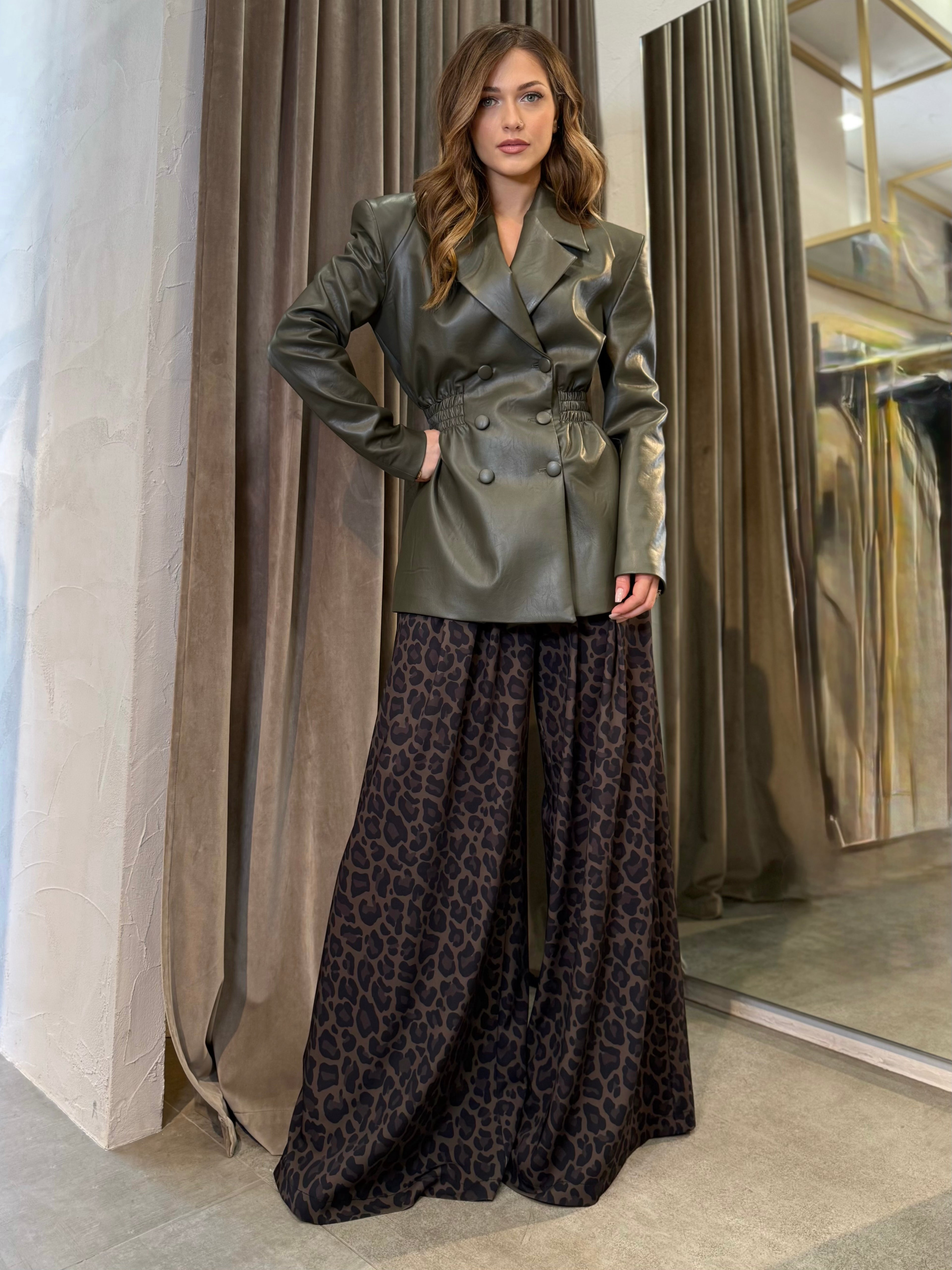 Pantaloni stampa animalier a vita alta IMPERIAL