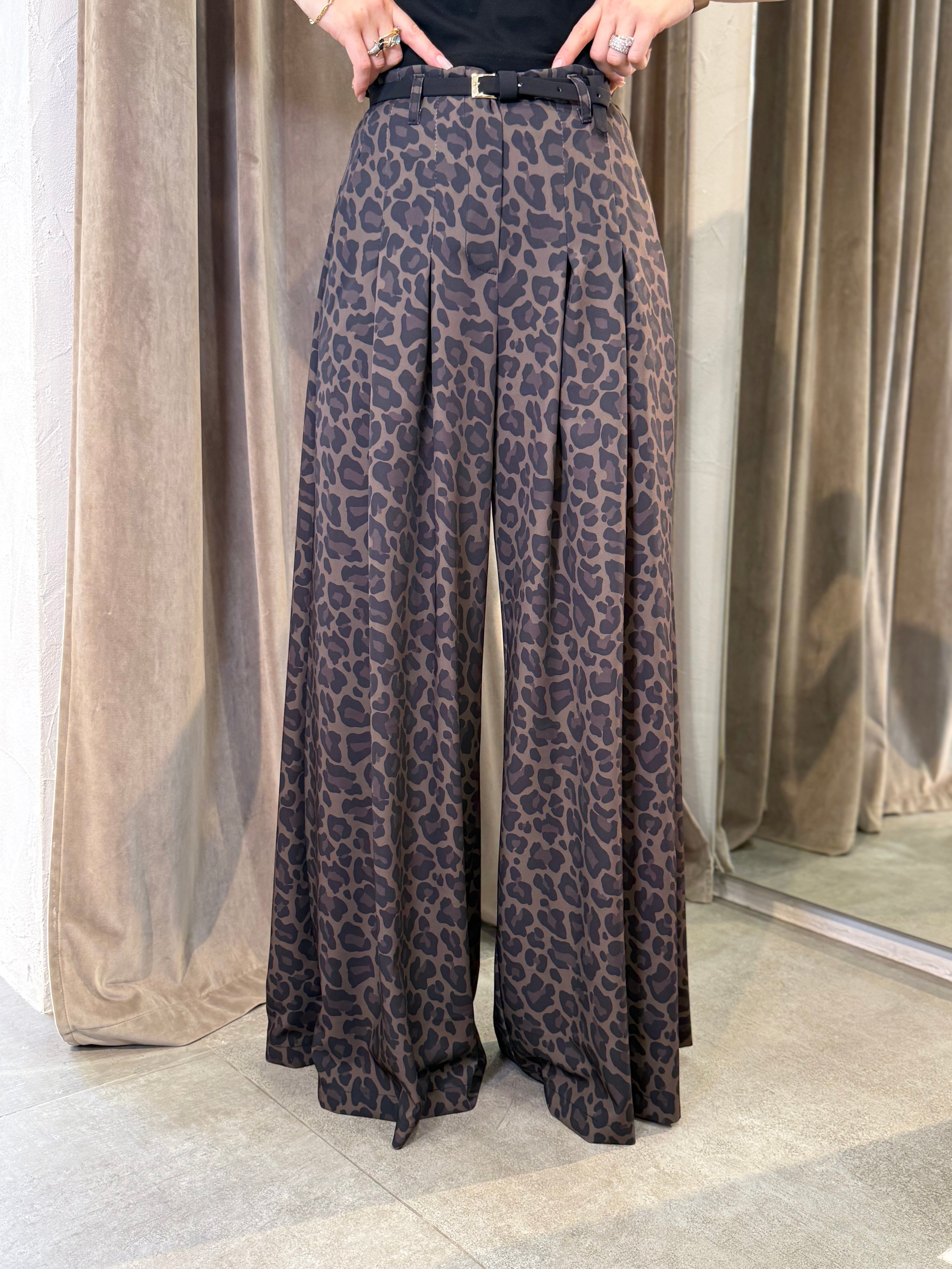 Pantaloni stampa animalier a vita alta IMPERIAL