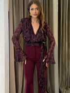 Blusa cropped incrociata leopardata SILENCE LIMITED