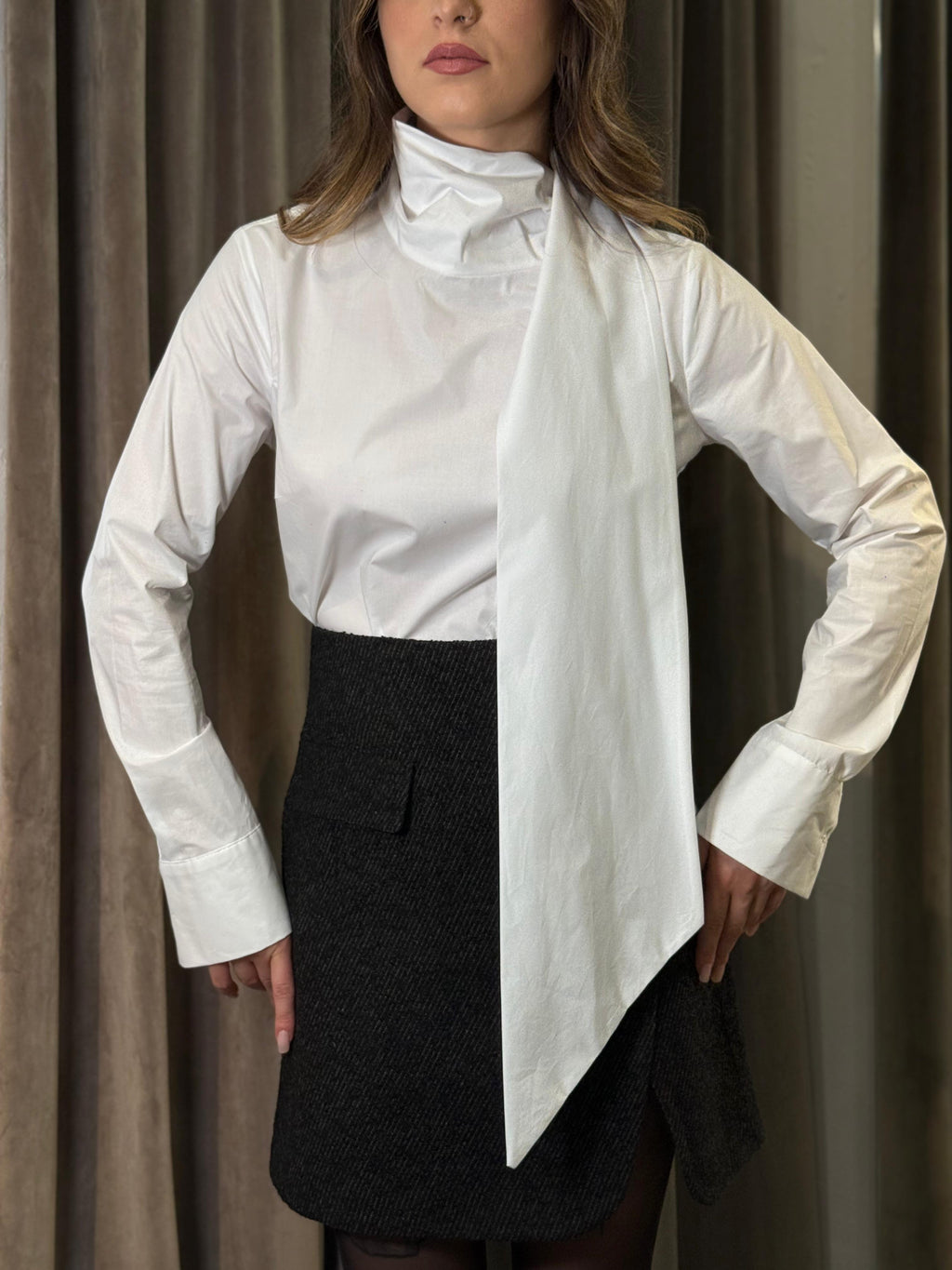 Camicia in cotone collo sciarpa SANDRO FERRONE