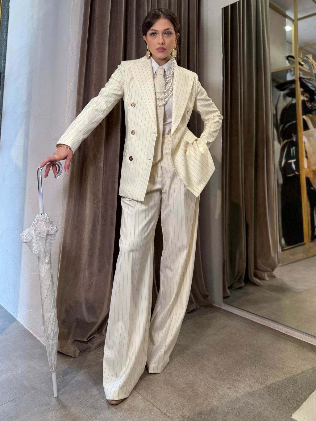 Tailleur crema gessato SILENCE LIMITED