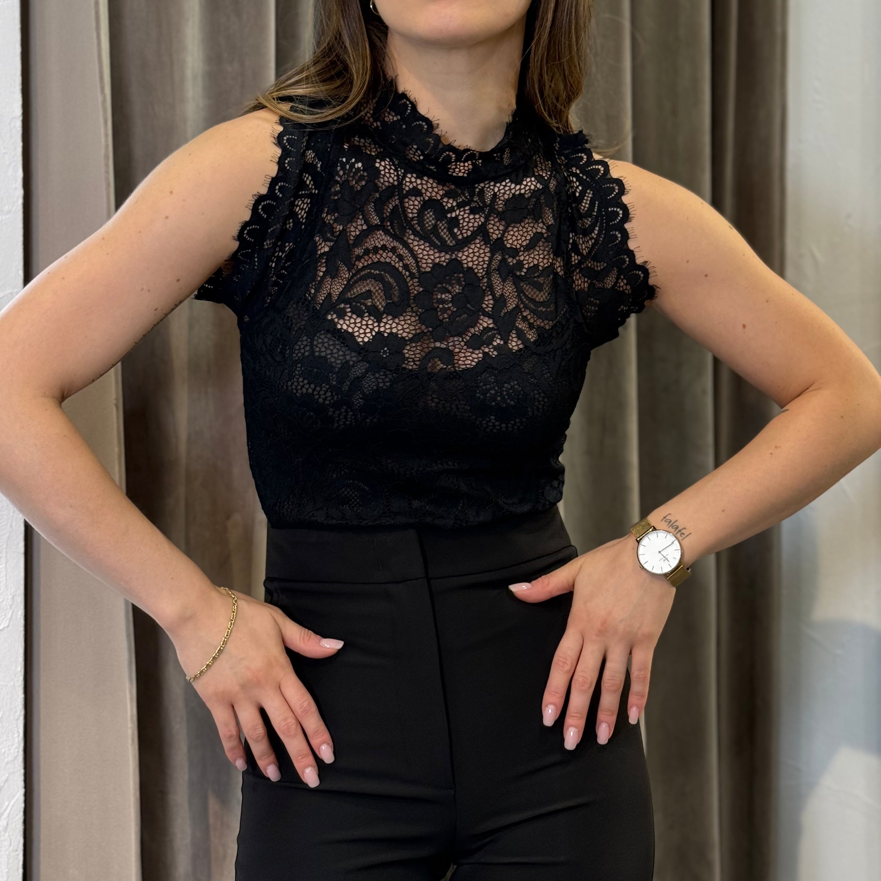 Body senza paniche in pizzo nero IMPERIAL
