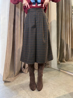 Pantaloni culotte a quadri nero-azzurro-ruggine