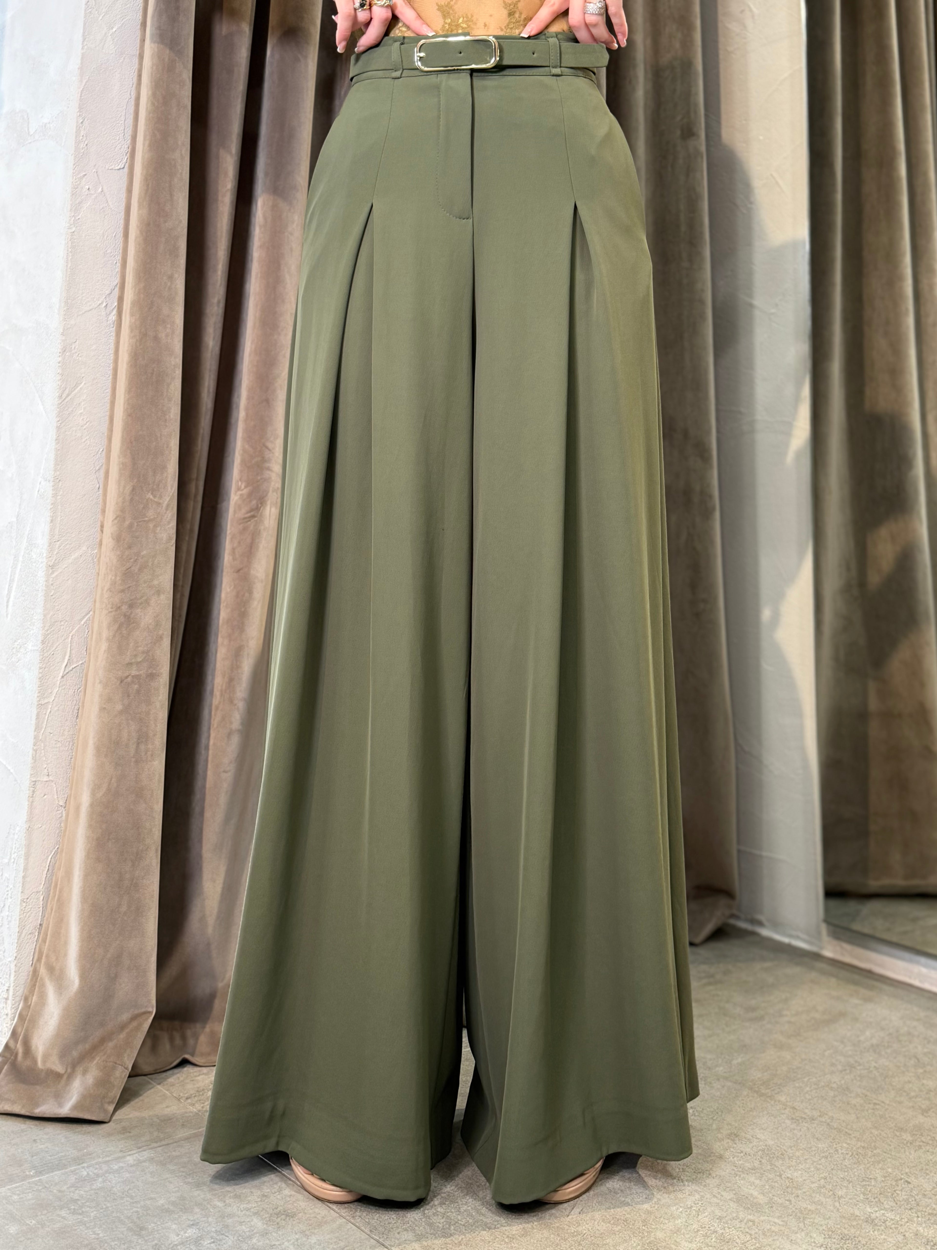 PANTALONI AMPI A VITA ALTA CON CINTURA DECORATIVA IMPERIAL