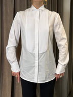 Camicia smoking in cotone bianco con pettorina plissettata SILENCE LIMITED