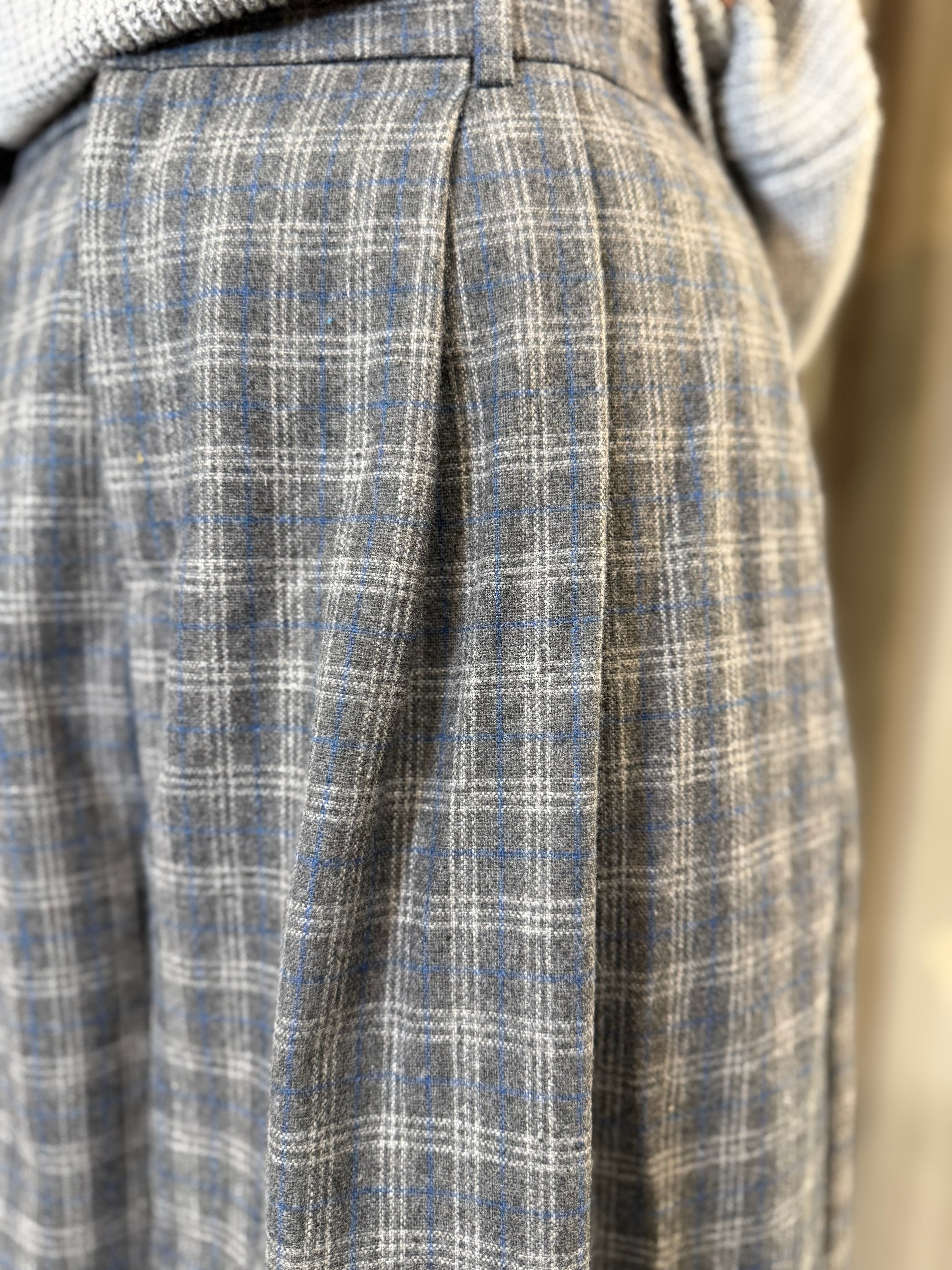 Pantaloni culotte a quadri grigio-blu