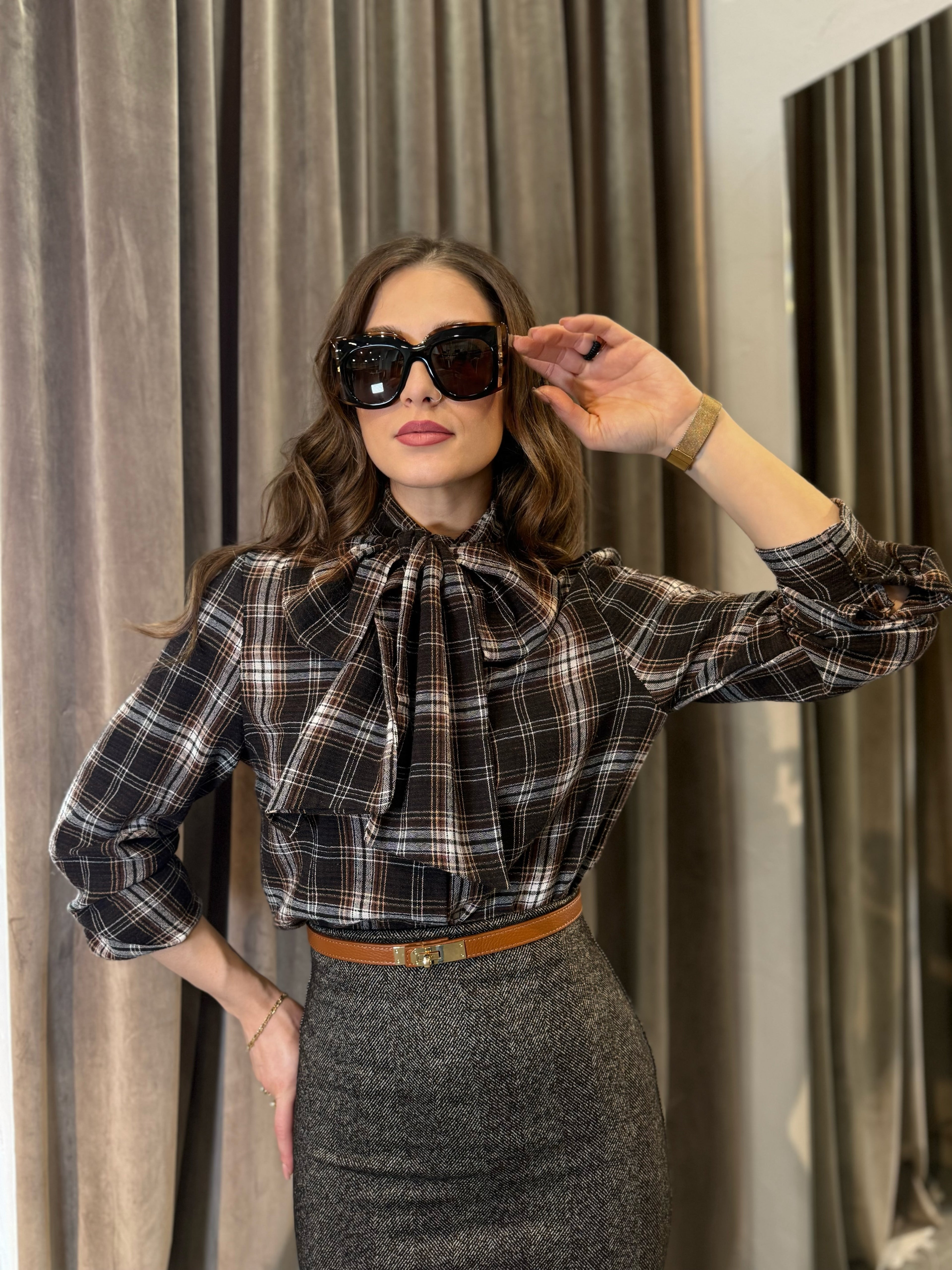 Camicia tartan con fiocco HAVEONE