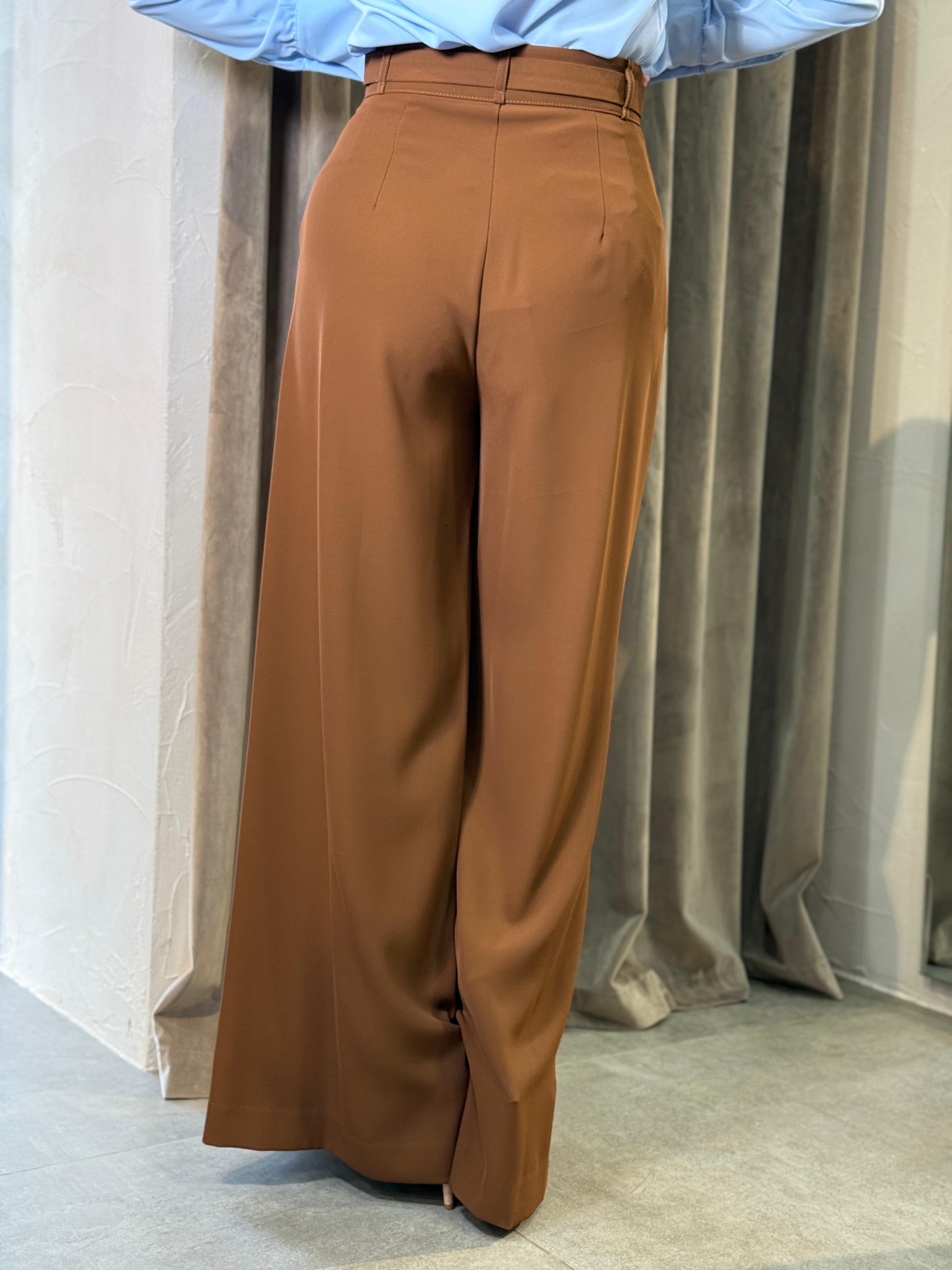 PANTALONI AMPI A VITA ALTA CON CINTURA DECORATIVA IMPERIAL