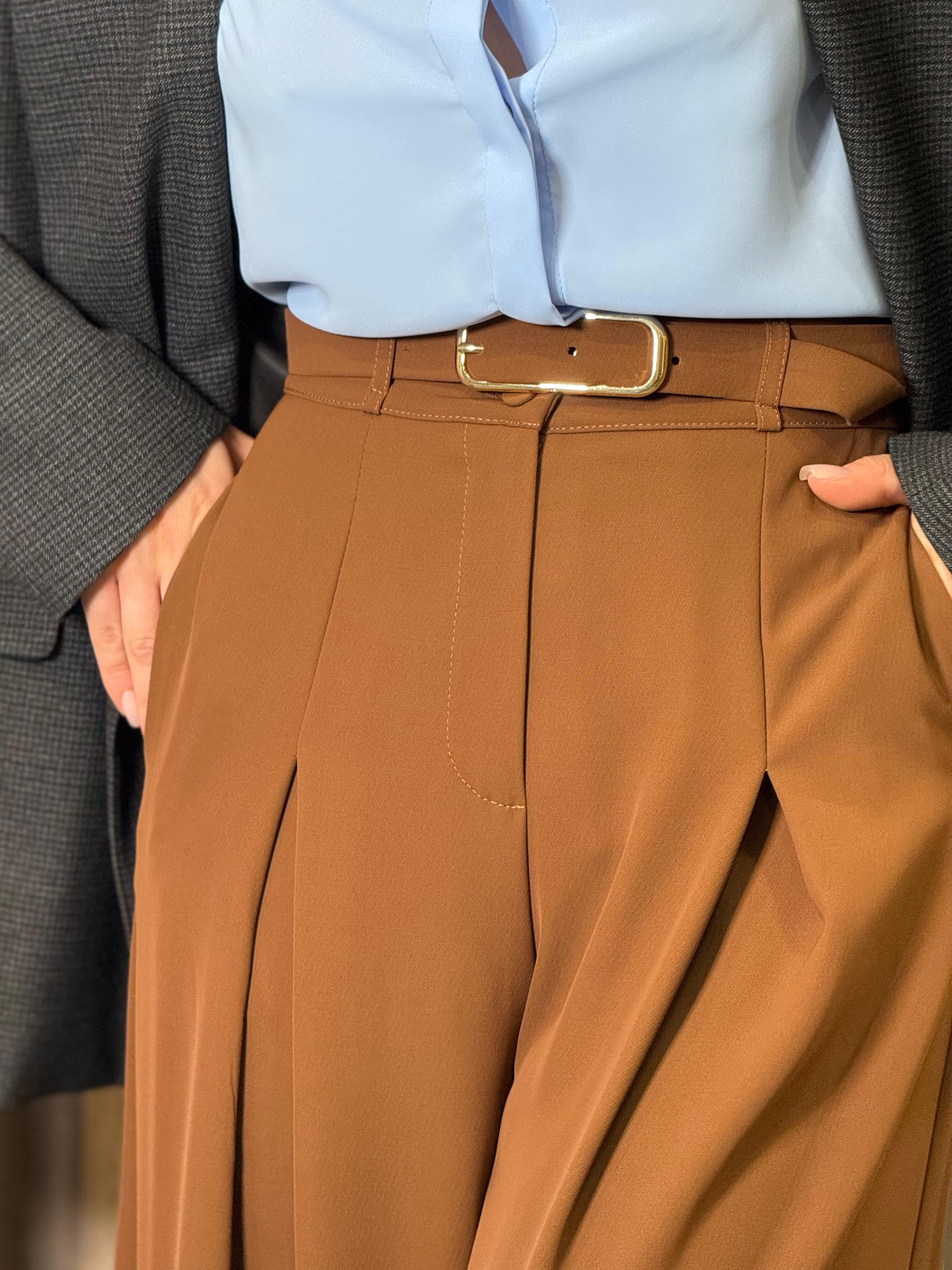 PANTALONI AMPI A VITA ALTA CON CINTURA DECORATIVA IMPERIAL