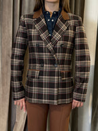 Giacca doppiopetto a quadri con collo in eco-camoscio OPERA