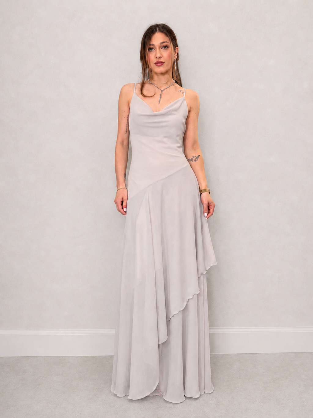 Abito in chiffon com bretelle sottili IMPERIAL