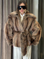 Pelliccia ecologica con cintura  SILENCE LIMITED