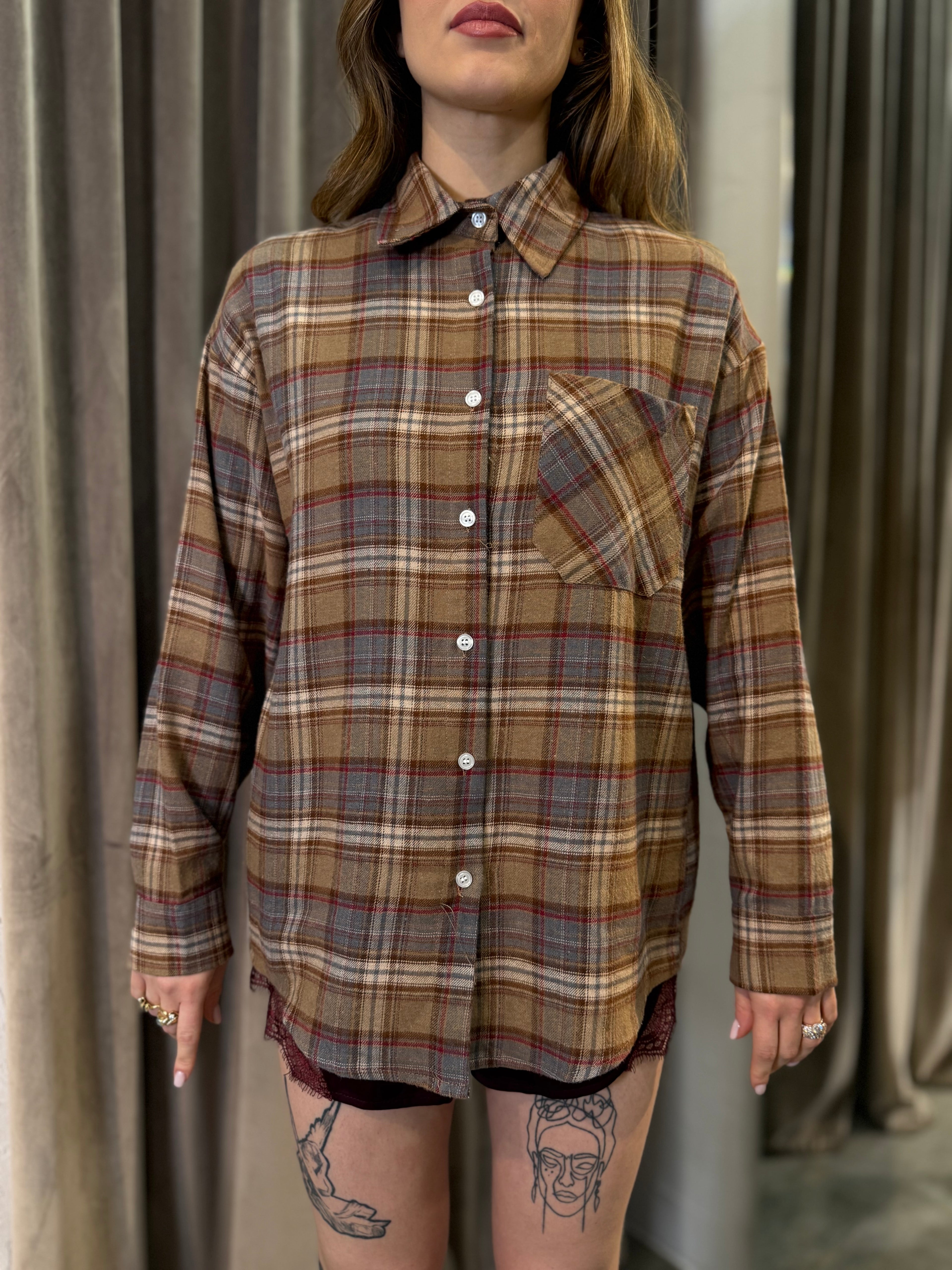 Camicia a quadri in flanella rasata