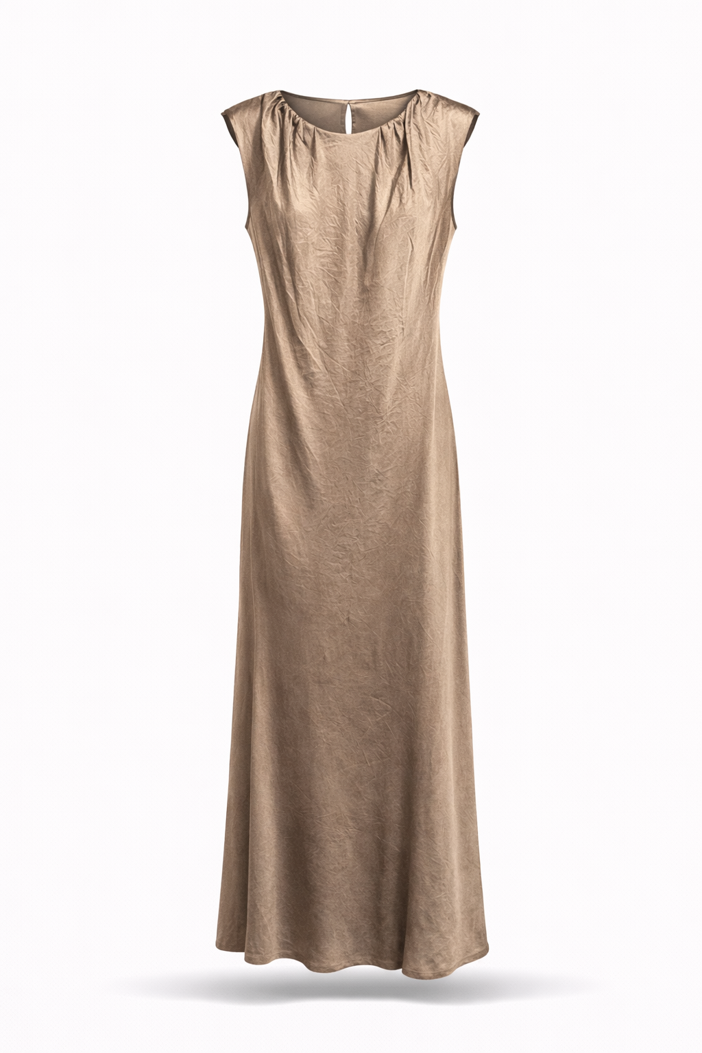 Abito effetto satin con drappeggio sul girogola