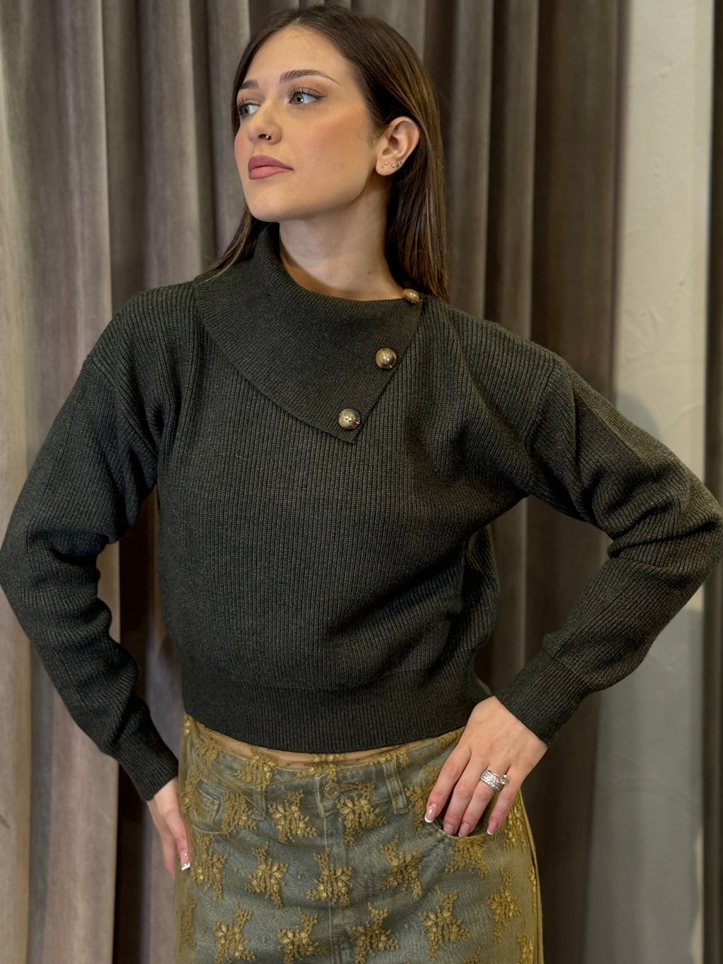 Maglia con collo alto in costa inglese SANDRO FERRONE