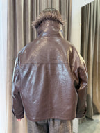 Bomber ecopelle con ecopelliccia interna