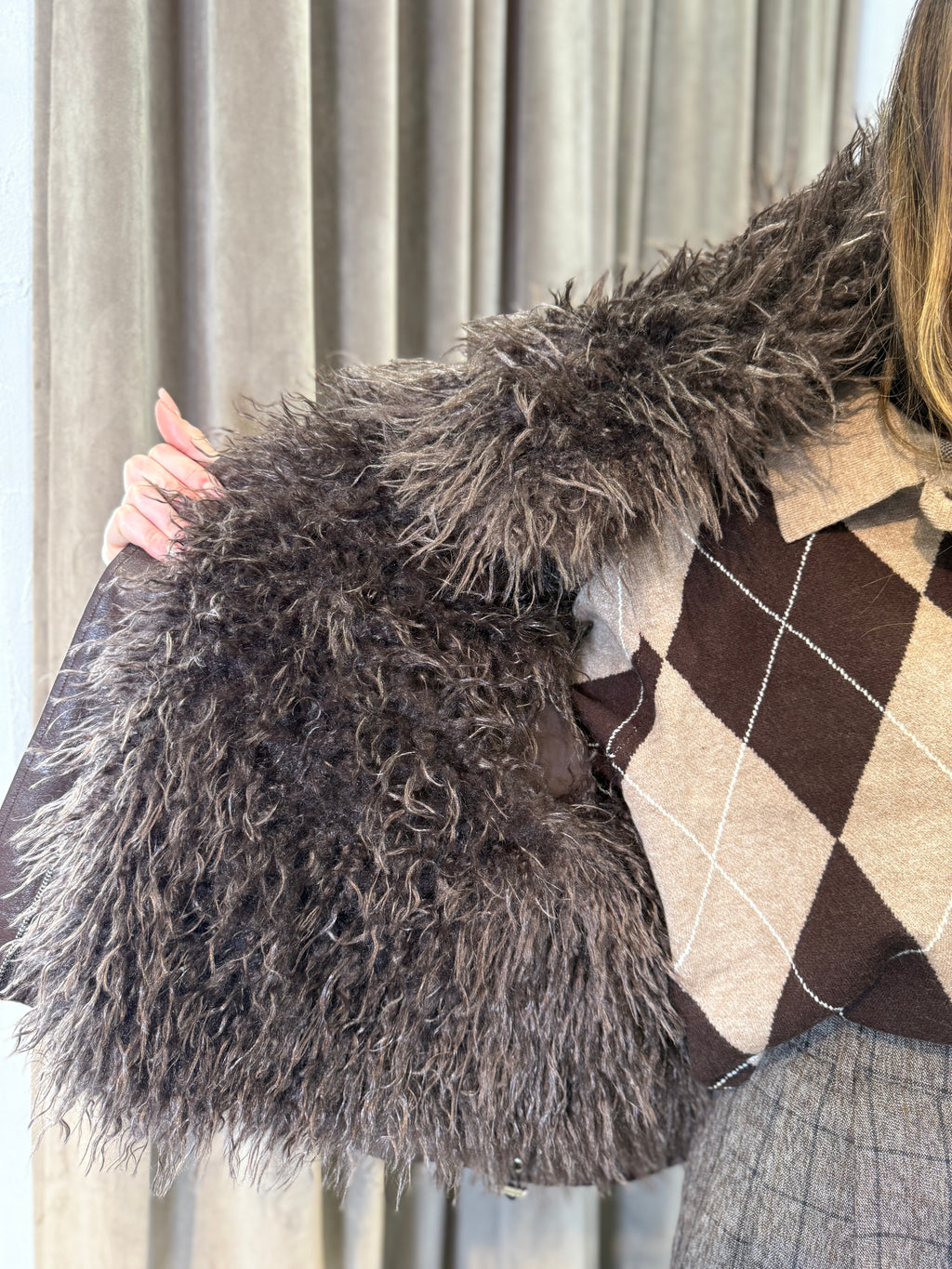 Bomber ecopelle con ecopelliccia interna