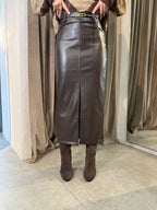 Gonna in ecopelle con cinturino