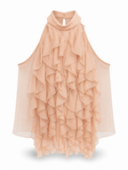 Top scollo halter con volant SOUVENIR