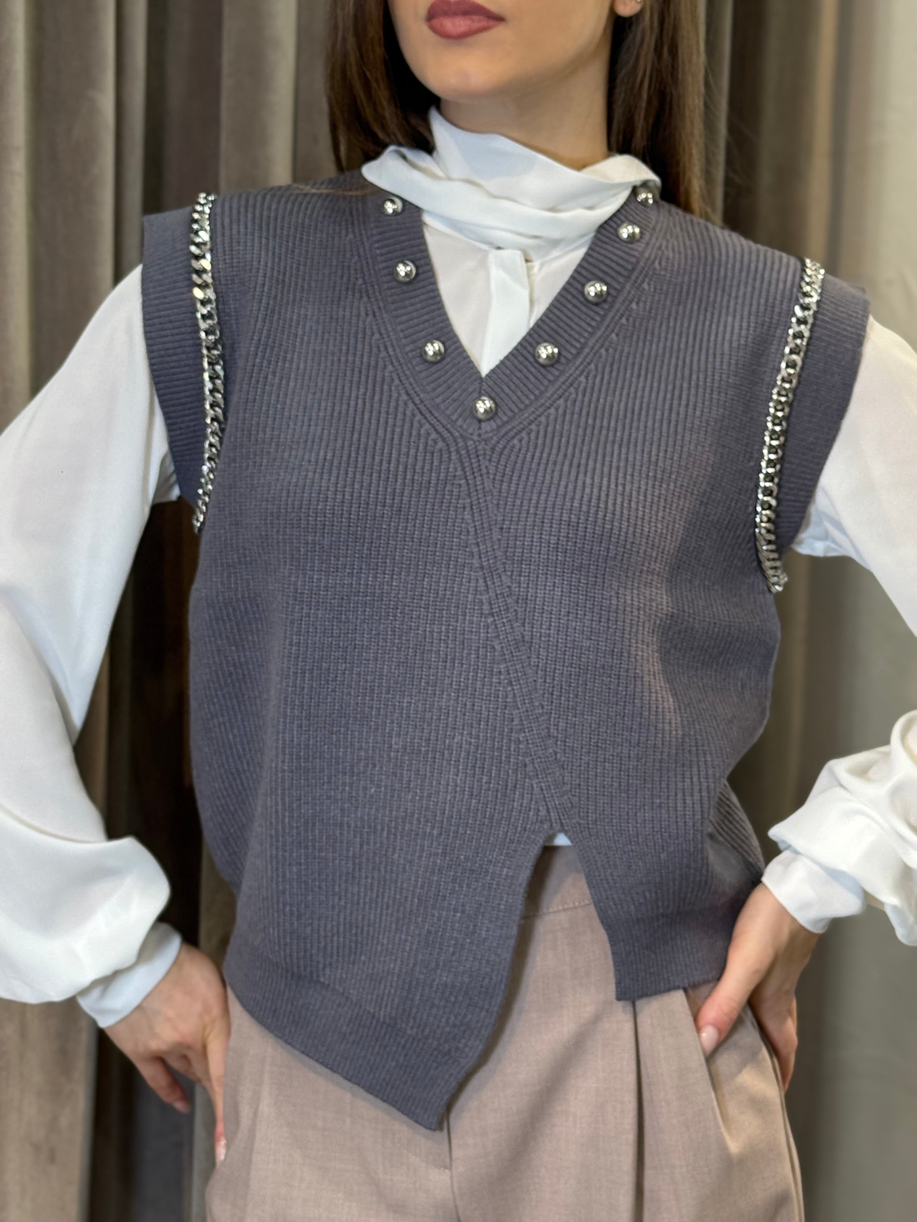 Gilet in maglia con catene TRASH AND LUXURY