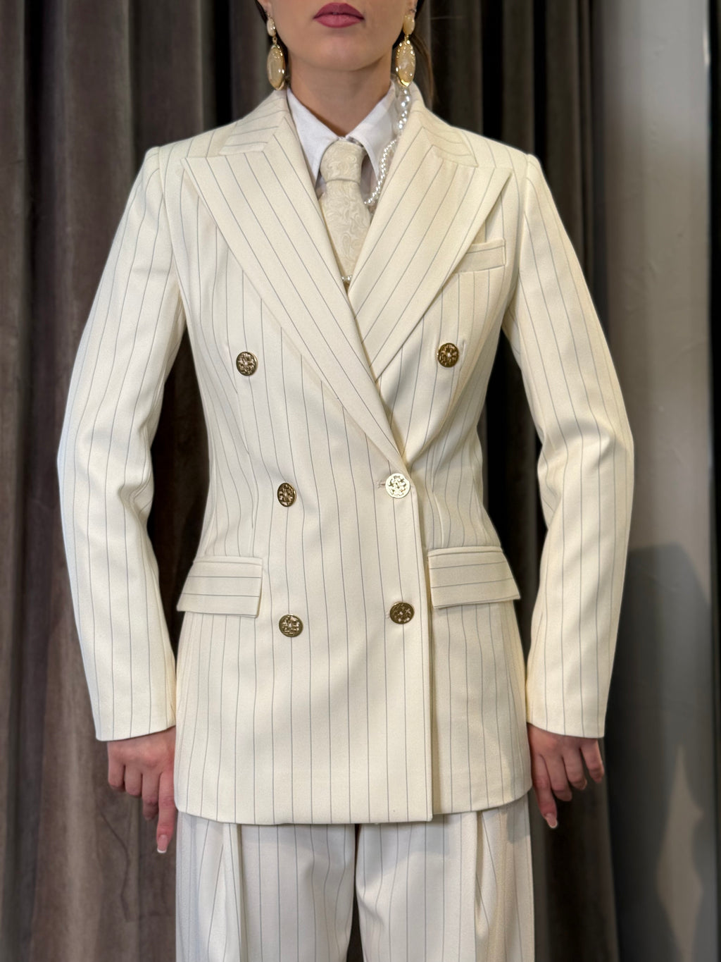 Tailleur crema gessato SILENCE LIMITED