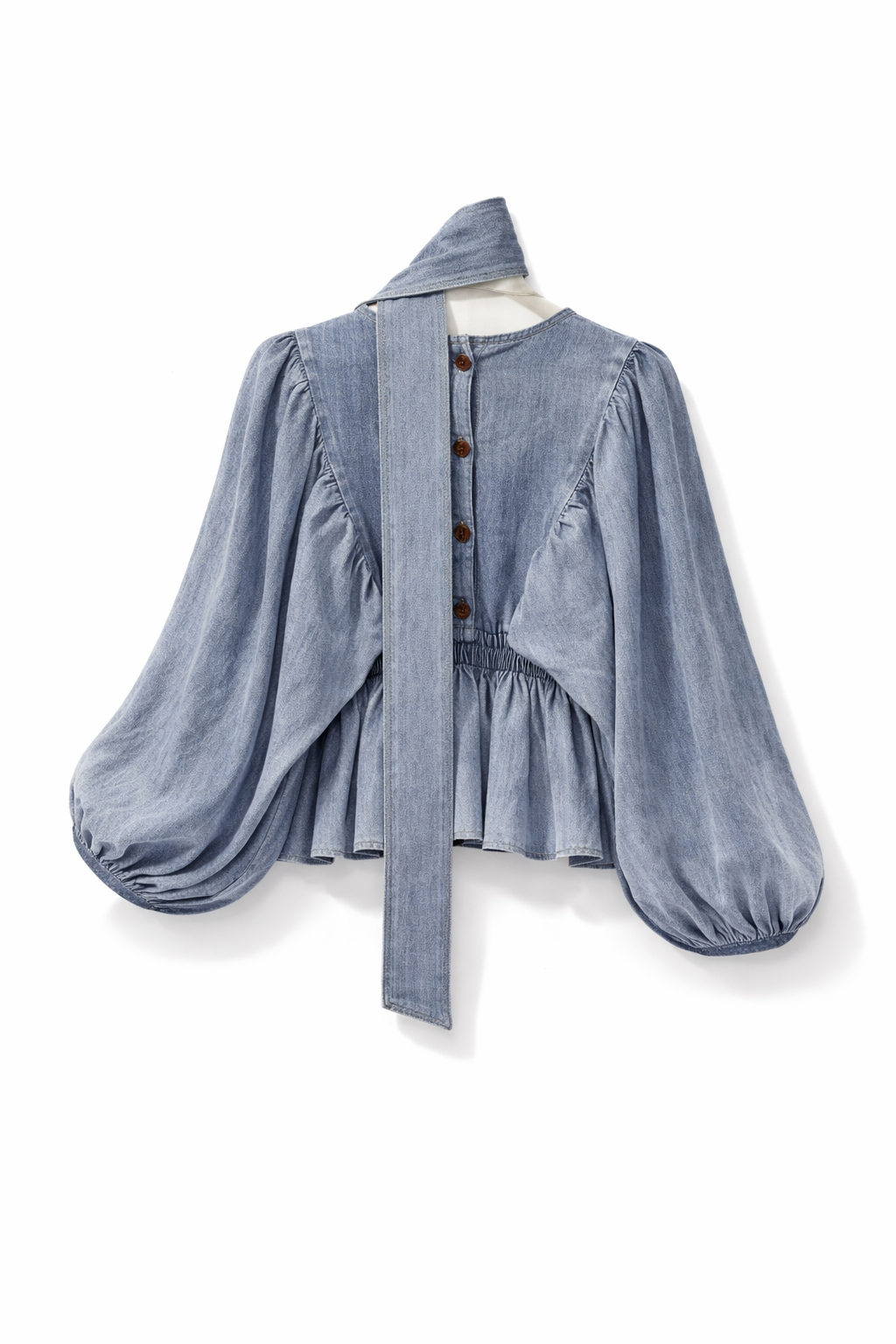 Blusa in denim leggero con manica ampia
