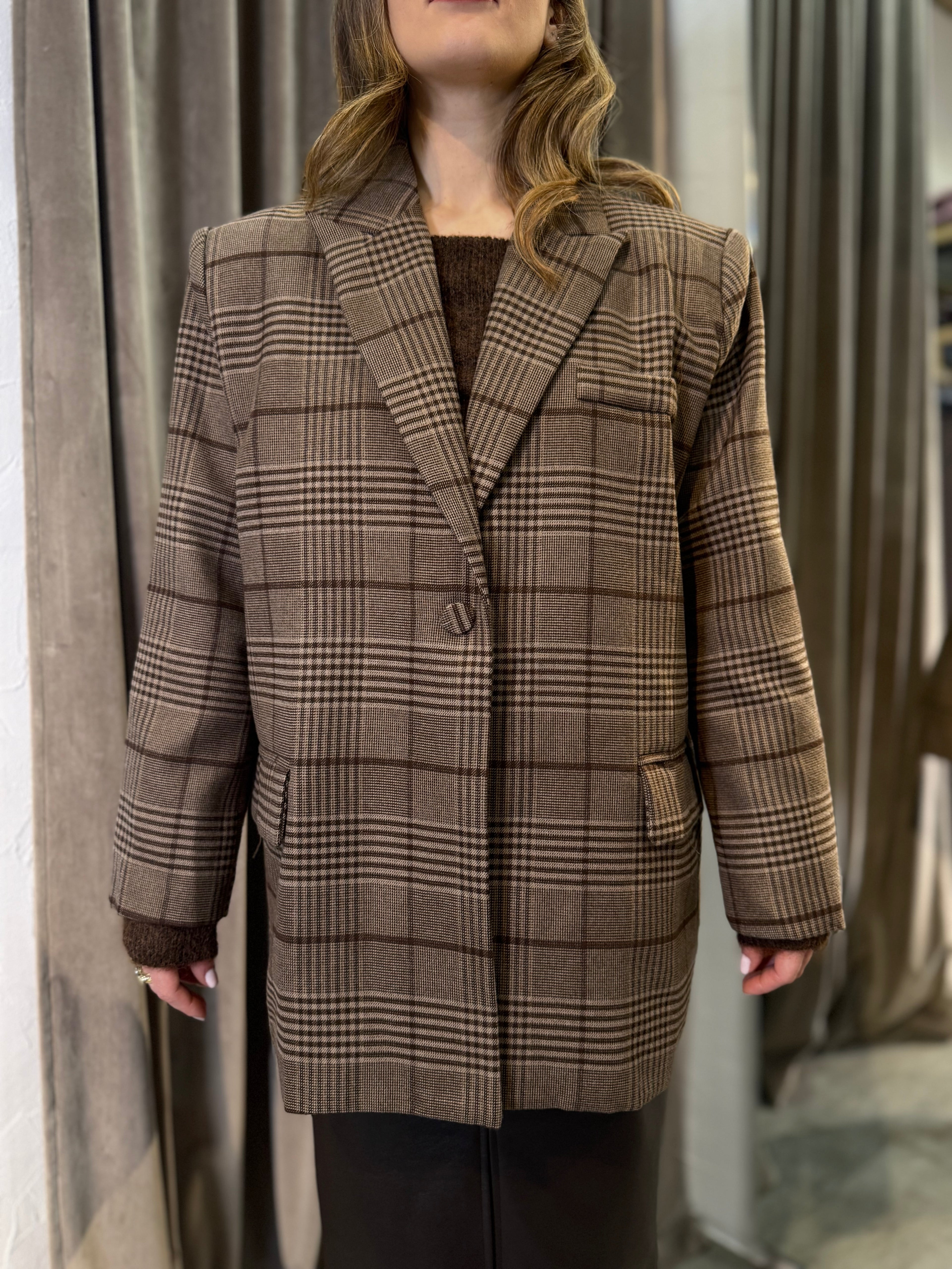 Blazer monopetto over in fantasia check