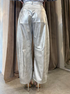Pantalone ecopelle argento VICOLO