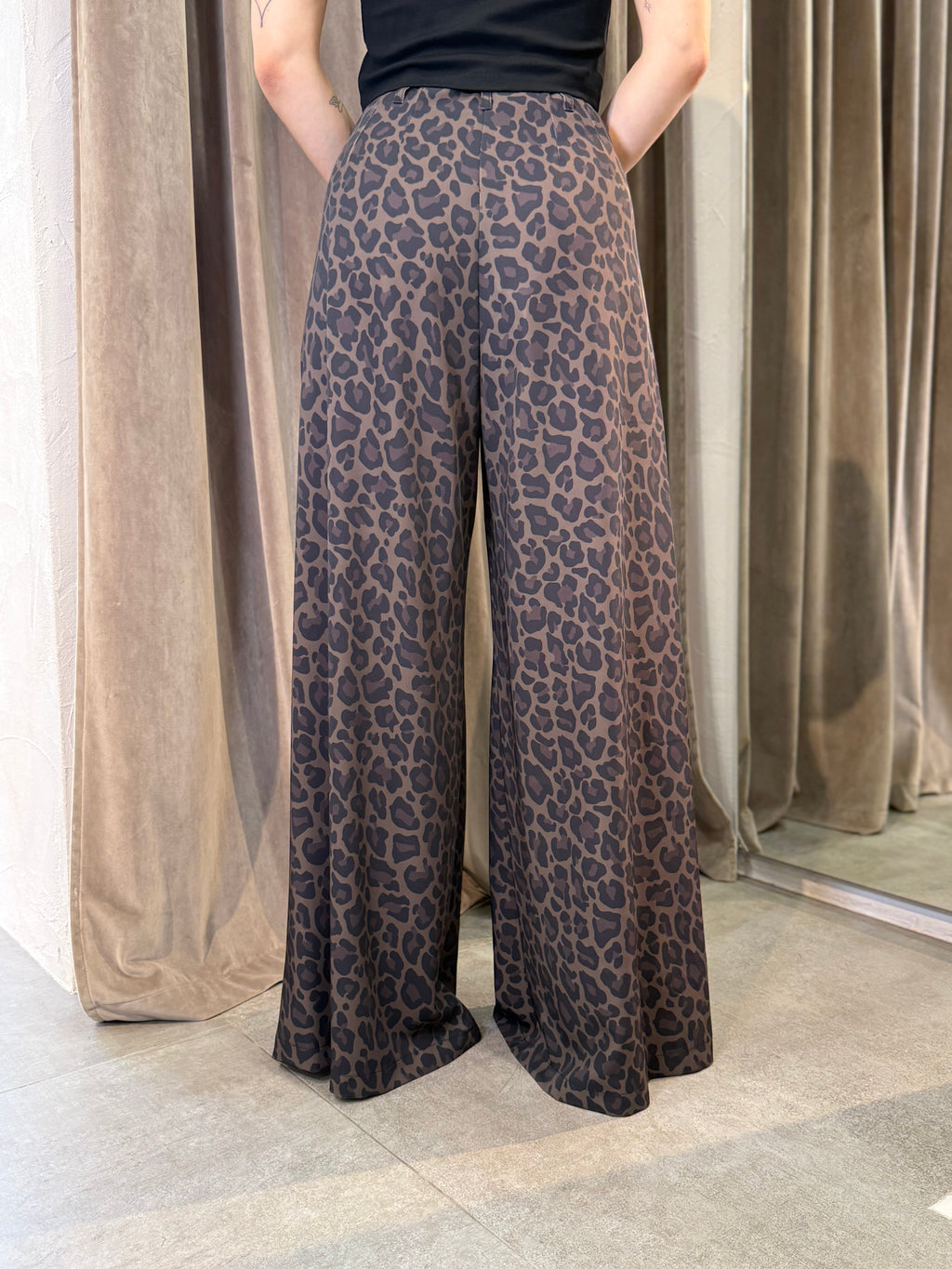 Pantaloni stampa animalier a vita alta IMPERIAL