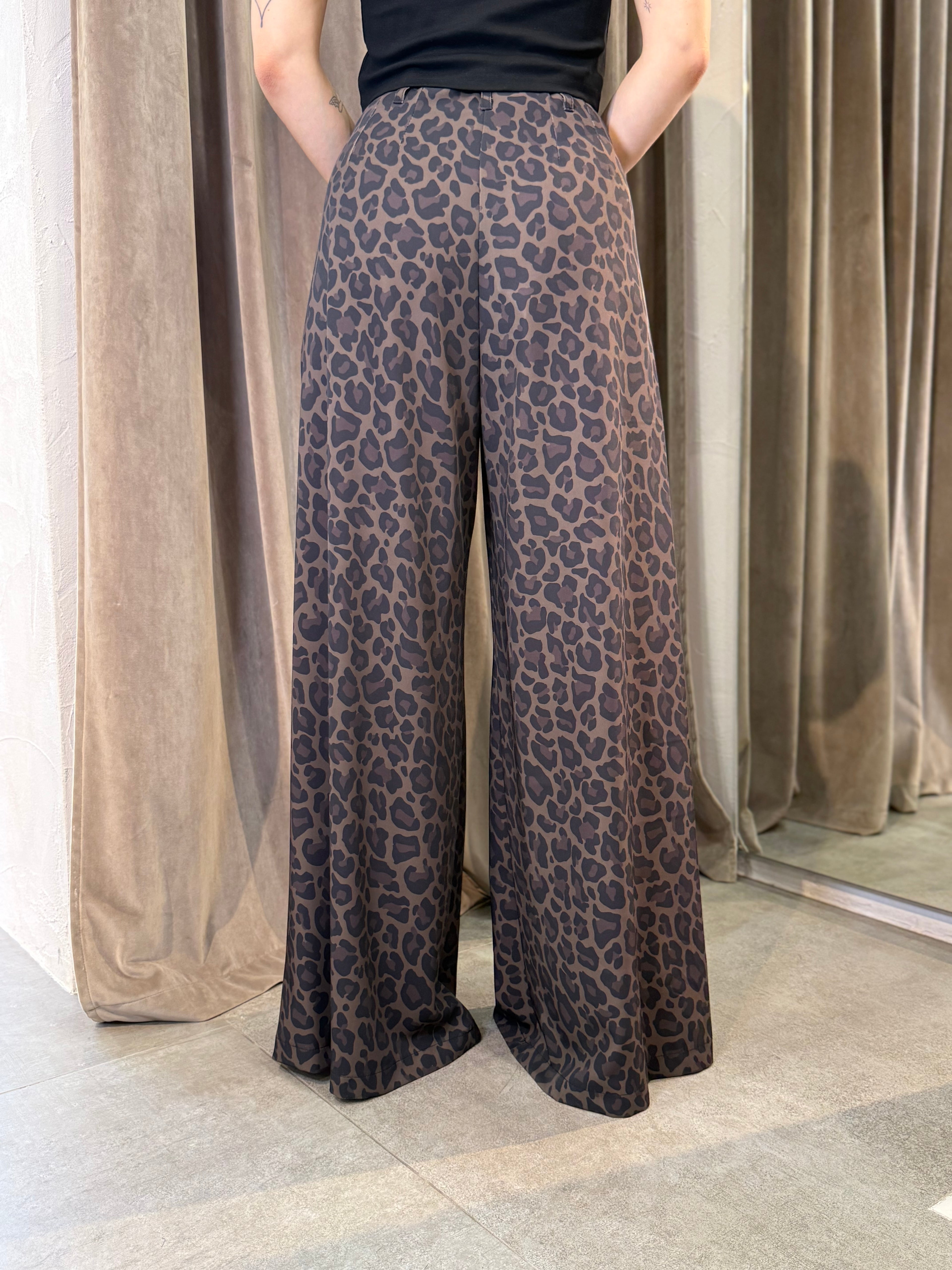 Pantaloni stampa animalier a vita alta IMPERIAL