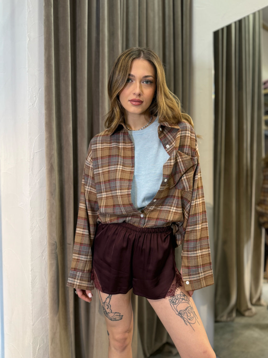 Camicia a quadri in flanella rasata