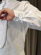 Camicia smoking in cotone bianco con pettorina plissettata SILENCE LIMITED