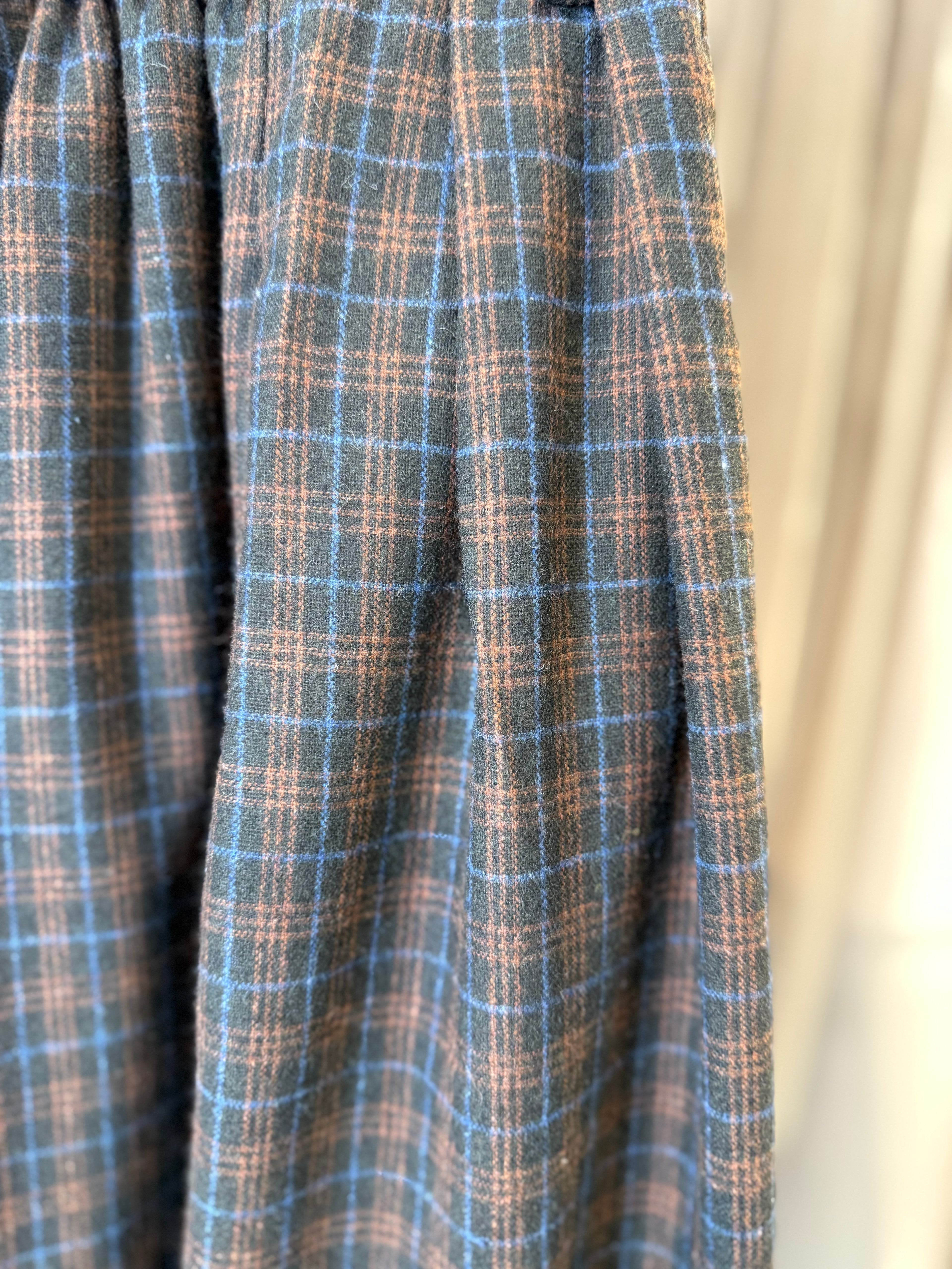 Pantaloni culotte a quadri nero-azzurro-ruggine