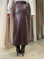 Gonna in ecopelle con cinturino