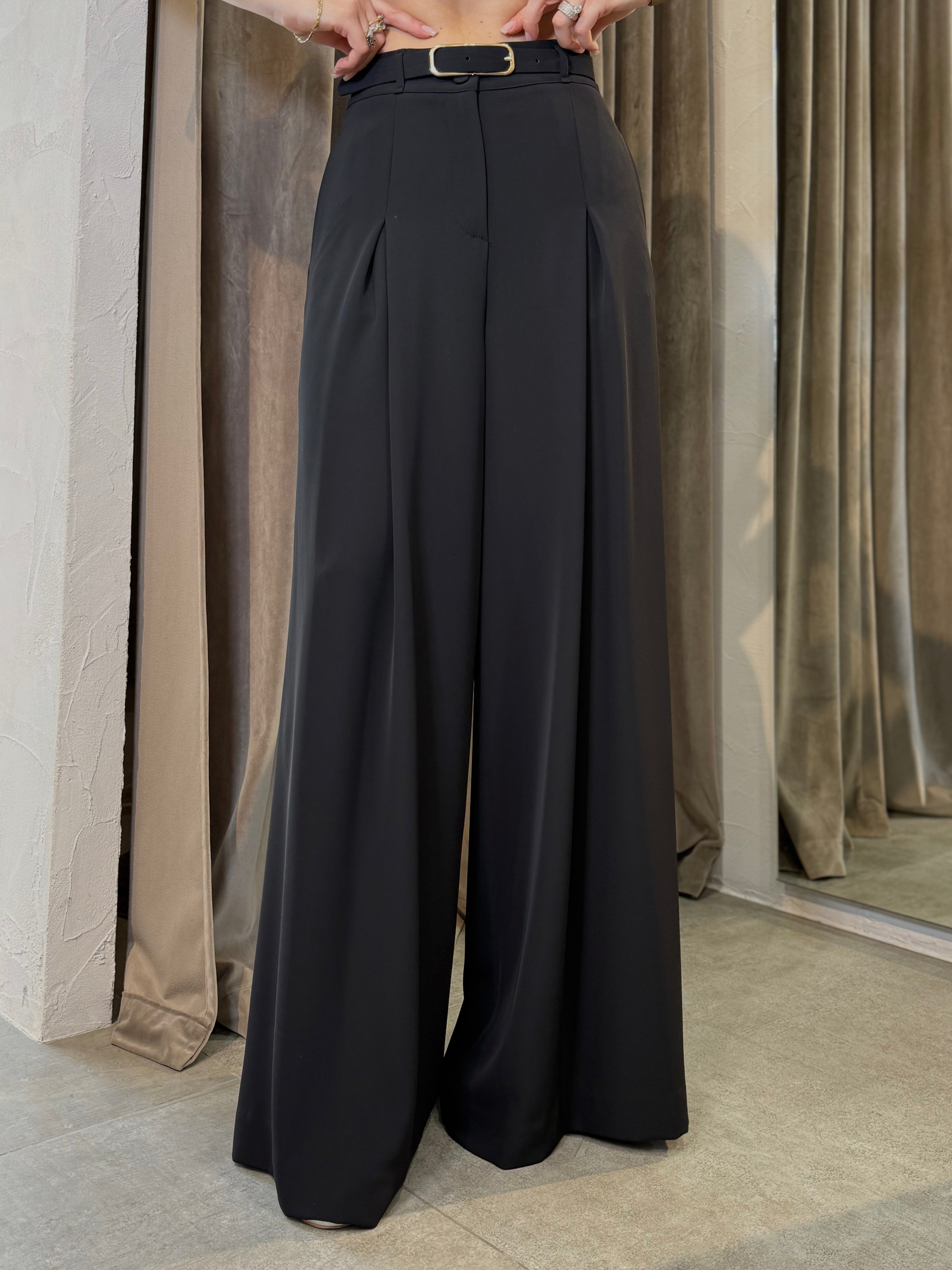 PANTALONI AMPI A VITA ALTA CON CINTURA DECORATIVA IMPERIAL