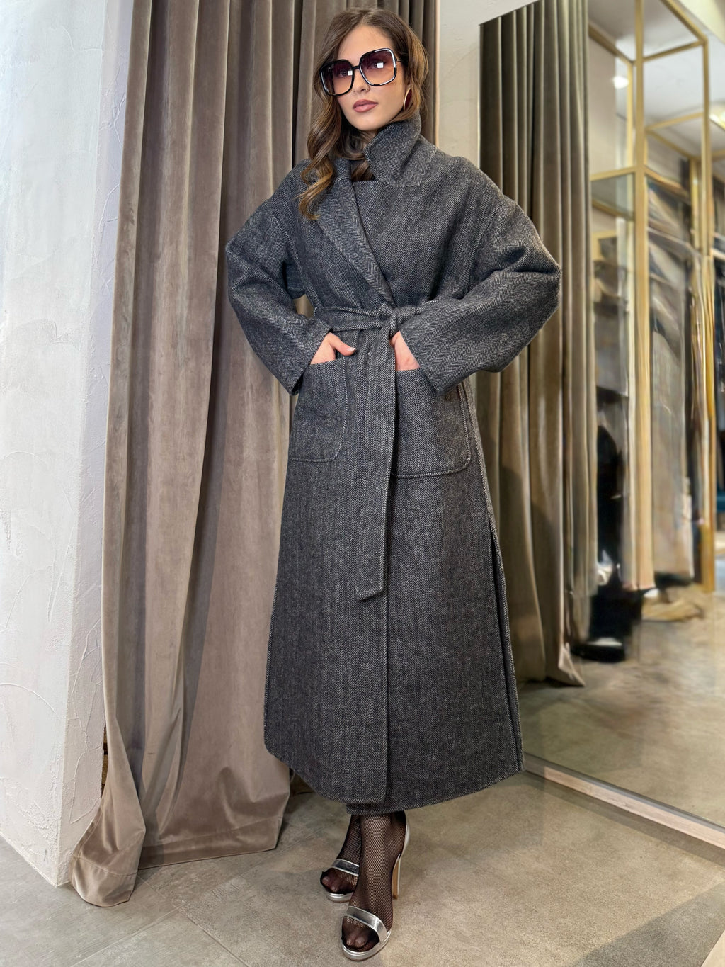 Cappotto con cintura VICOLO