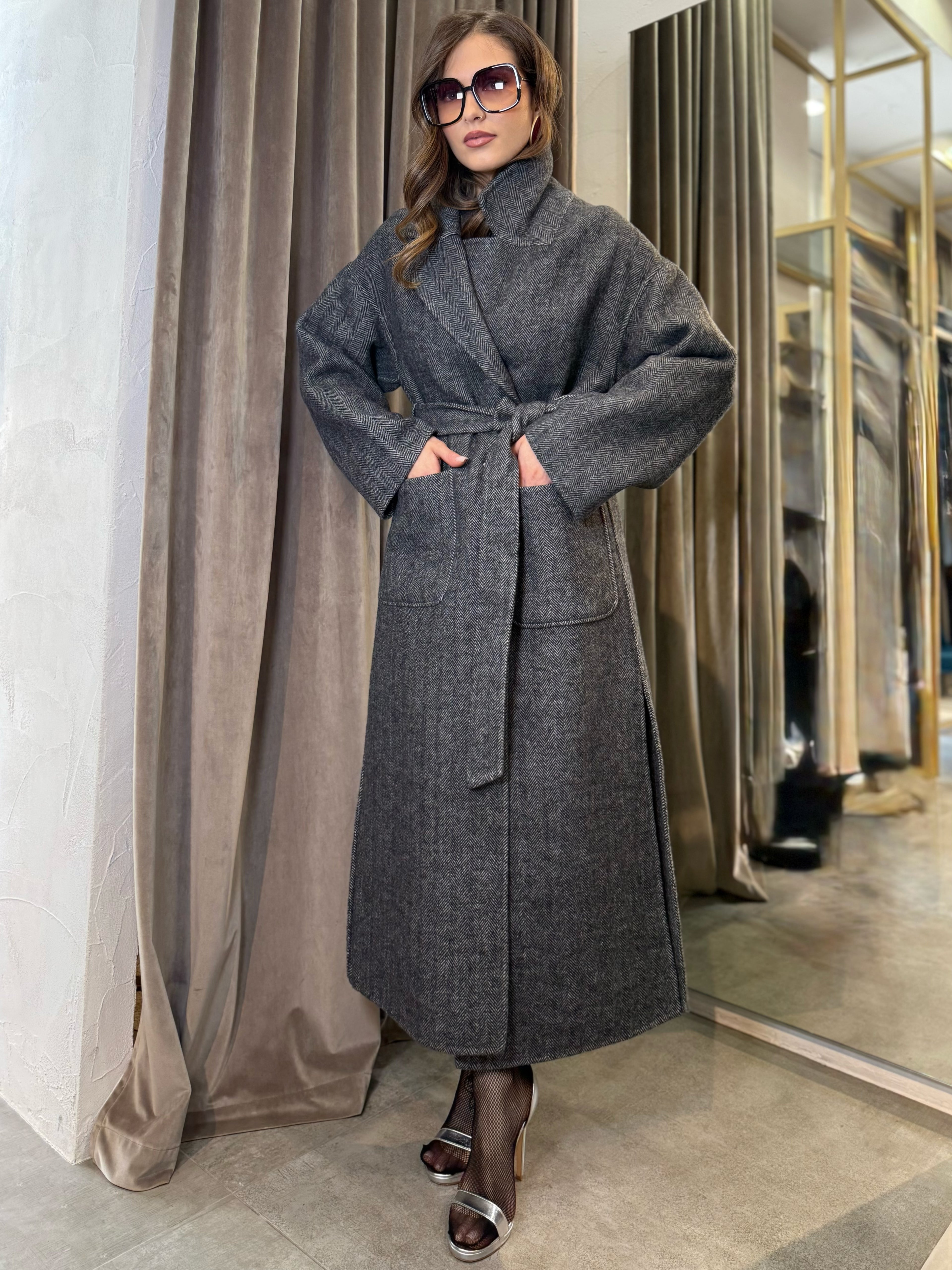 Cappotto con cintura VICOLO