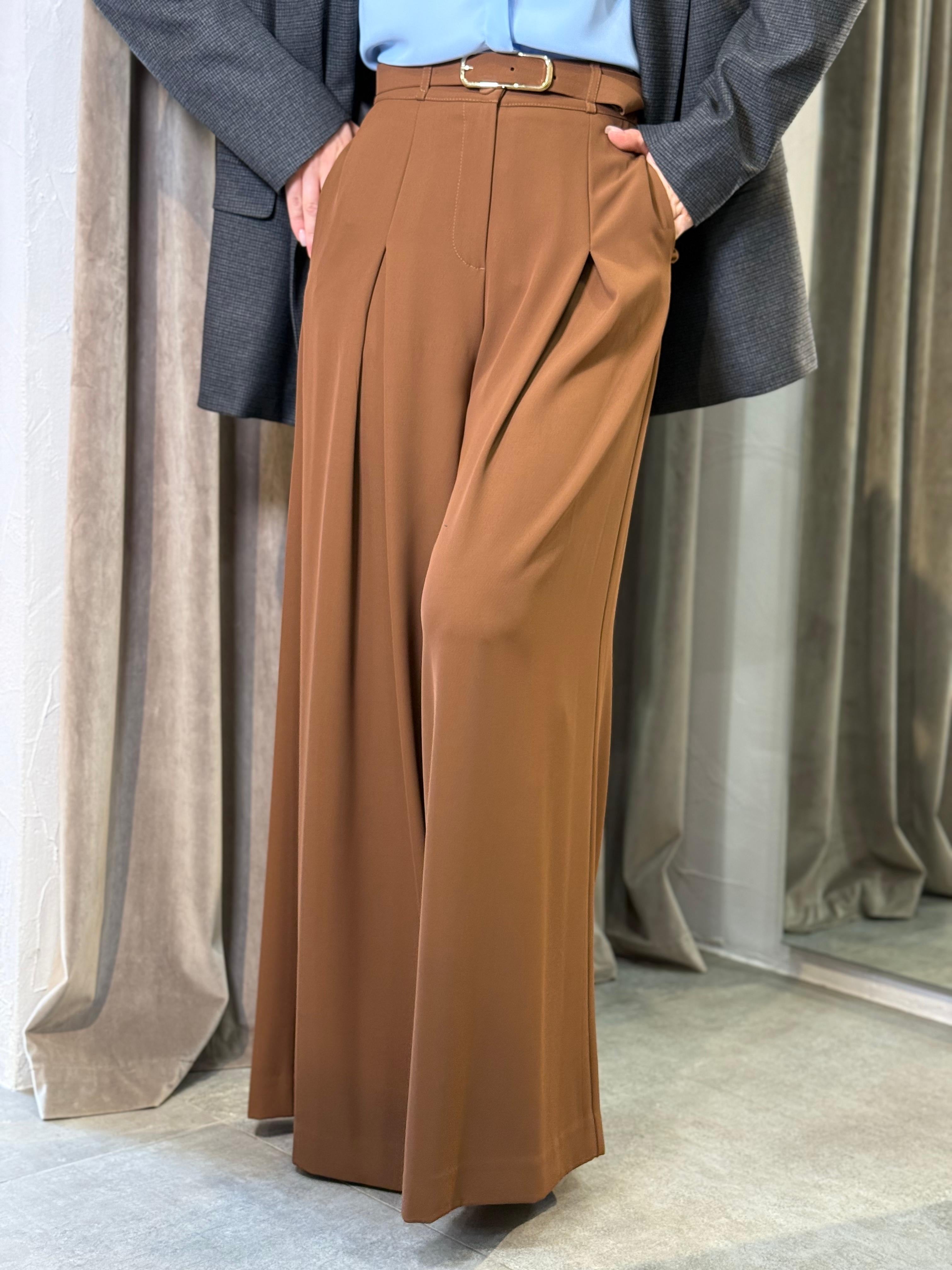 PANTALONI AMPI A VITA ALTA CON CINTURA DECORATIVA IMPERIAL
